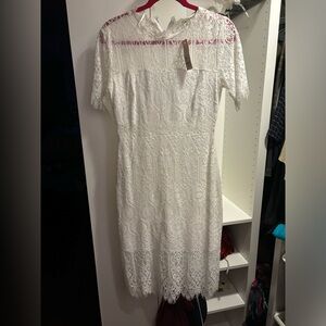 White Lace Midi Dress